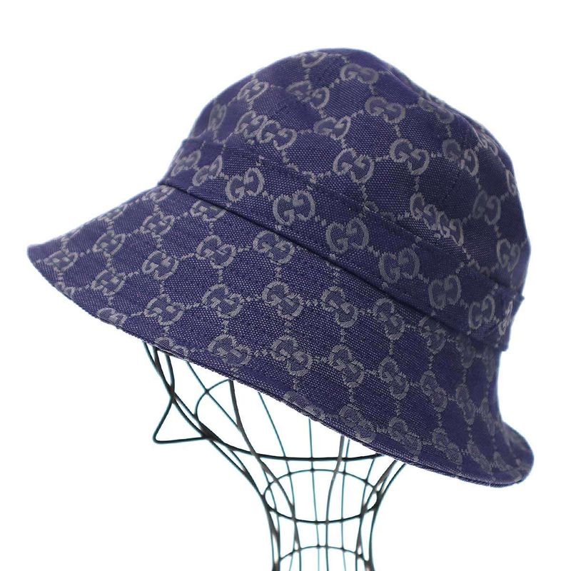 Gucci GG Jacquard Cotton Bucket Hat 754112 4hg61 Blue M