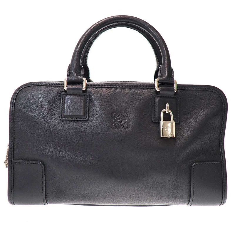 Loewe Amazona 28 Embossed Anagram Mini Boston Bag Black