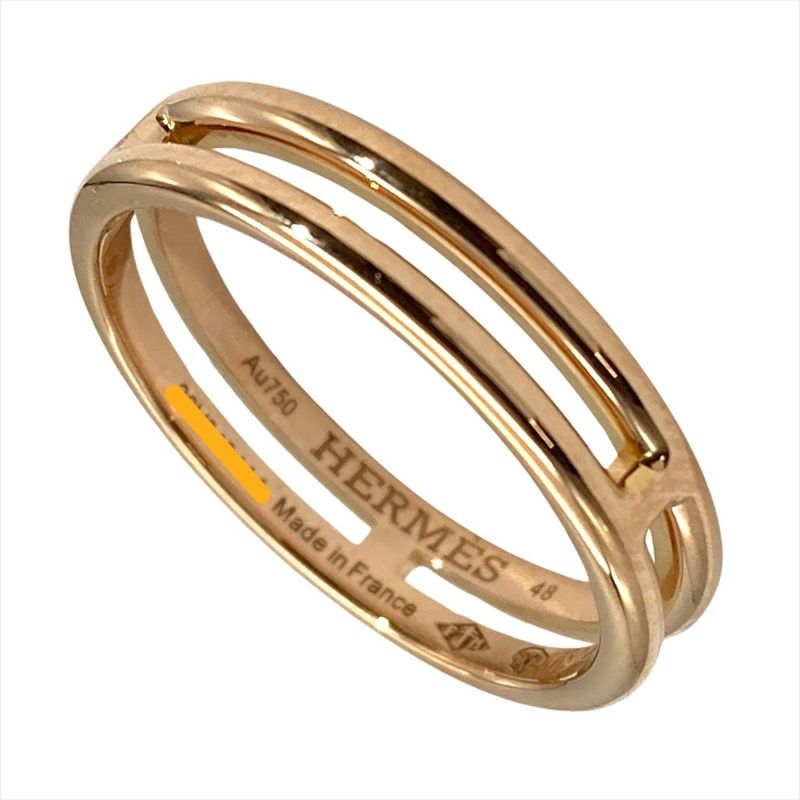 Hermes Ariane Ring #48 H119836b 18K Pink Gold 2.6g Pink Gold Ladies