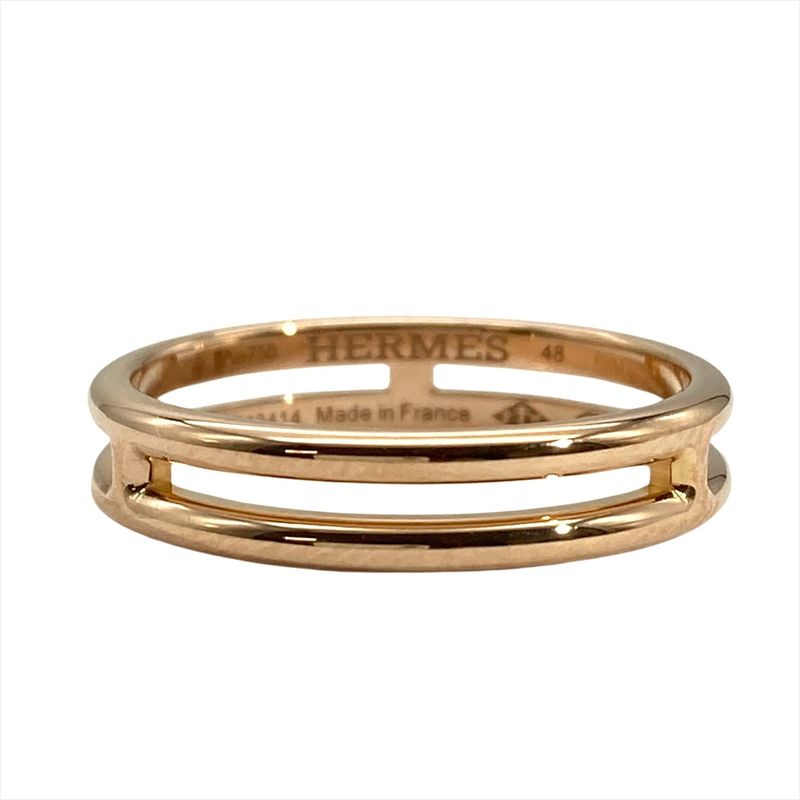 Hermes Ariane Ring #48 H119836b 18K Pink Gold 2.6g Pink Gold Ladies
