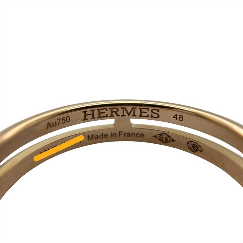 Hermes Ariane Ring #48 H119836b 18K Pink Gold 2.6g Pink Gold Ladies