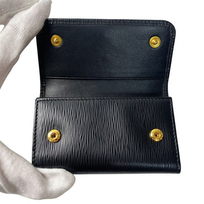 Prada Women's 4-ring Key Case Triangle Logo Plate Black