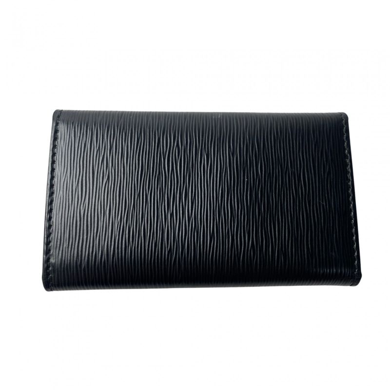 Prada Women's 4-ring Key Case Triangle Logo Plate Black