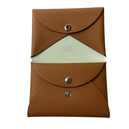 Unused Hermes Women's Calvi Duo Verso U Engraved Coin Case Epson