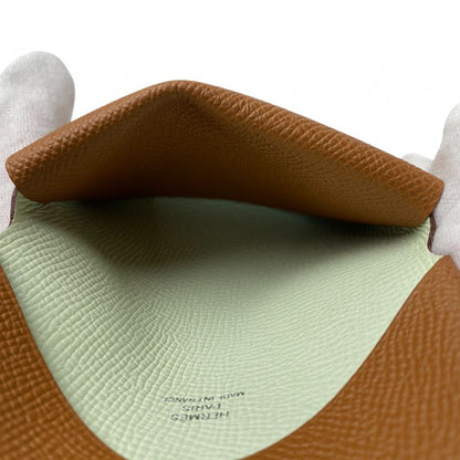 Unused Hermes Women's Calvi Duo Verso U Engraved Coin Case Epson