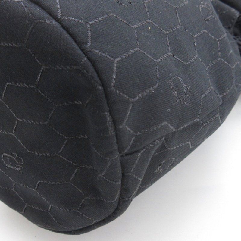 Christian DIOR Honeycomb Drawstring Shoulder Bag Total Black