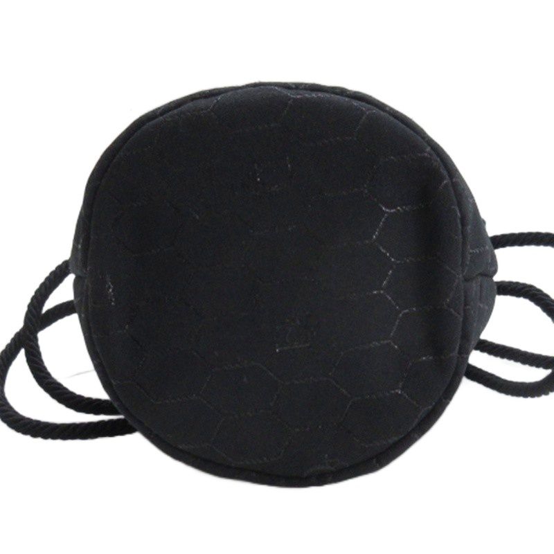 Christian DIOR Honeycomb Drawstring Shoulder Bag Total Black