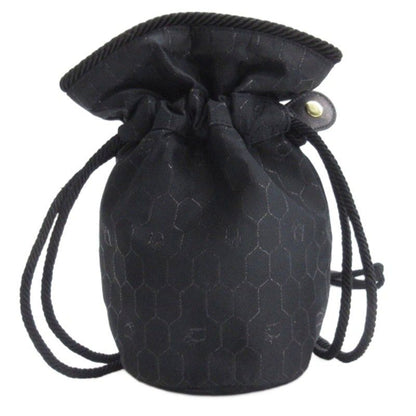 Christian DIOR Honeycomb Drawstring Shoulder Bag Total Black