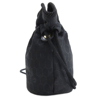 Christian DIOR Honeycomb Drawstring Shoulder Bag Total Black