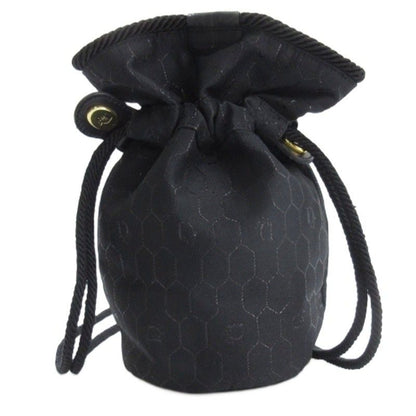 Christian DIOR Honeycomb Drawstring Shoulder Bag Total Black