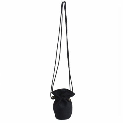 Christian DIOR Honeycomb Drawstring Shoulder Bag Total Black