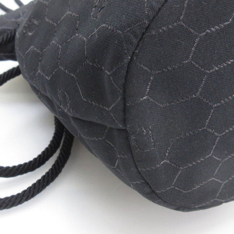 Christian DIOR Honeycomb Drawstring Shoulder Bag Total Black