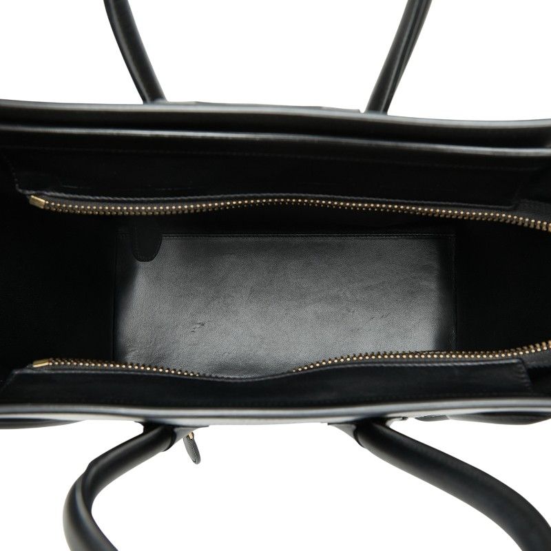 Celine Luggage Micro Shopper Black Gray Red Leather Women's Celine