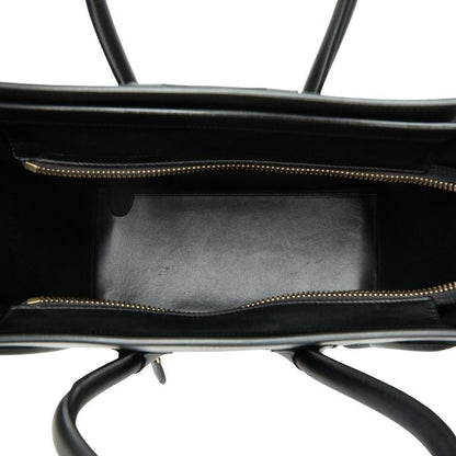 Celine Luggage Micro Shopper Black Gray Red Leather Women's Celine