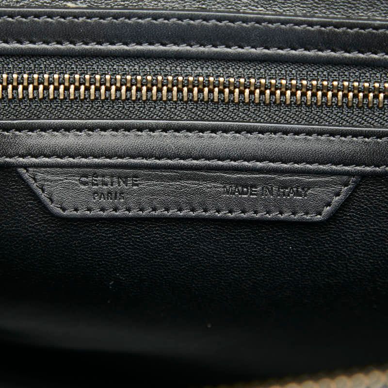 Celine Luggage Micro Shopper Black Gray Red Leather Women's Celine