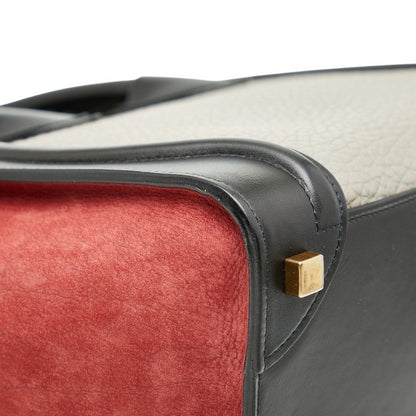 Celine Luggage Micro Shopper Black Gray Red Leather Women's Celine