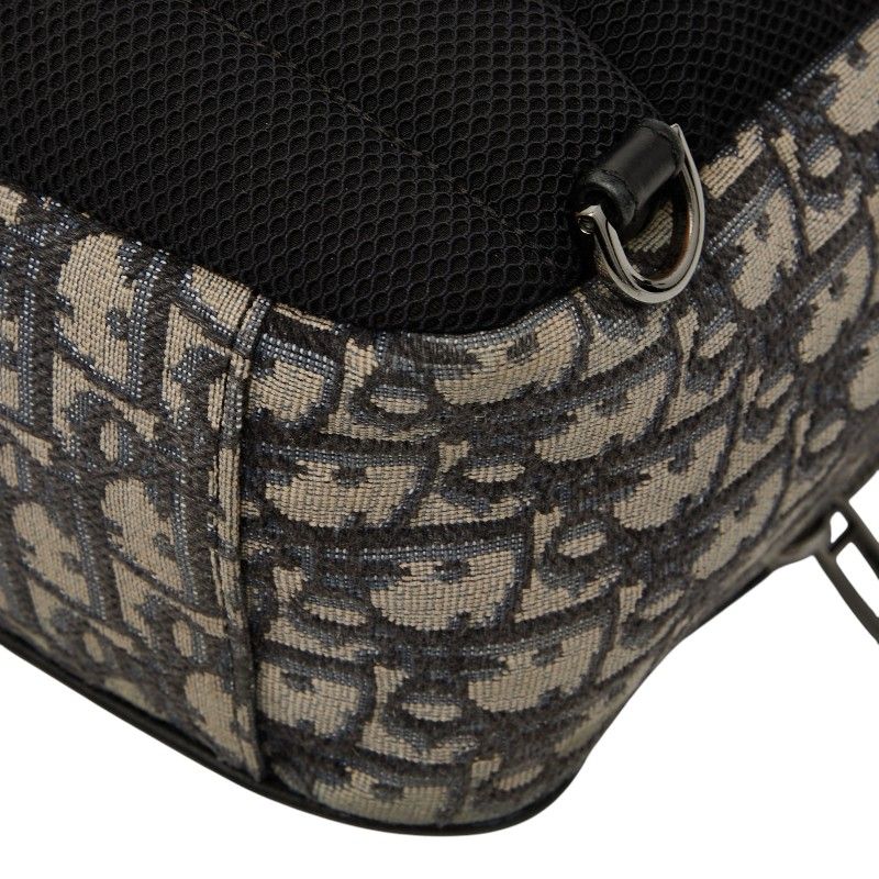 Dior Oblique Trotter Crossbody Body Bag Shoulder Bag Beige Black Canvas Leather