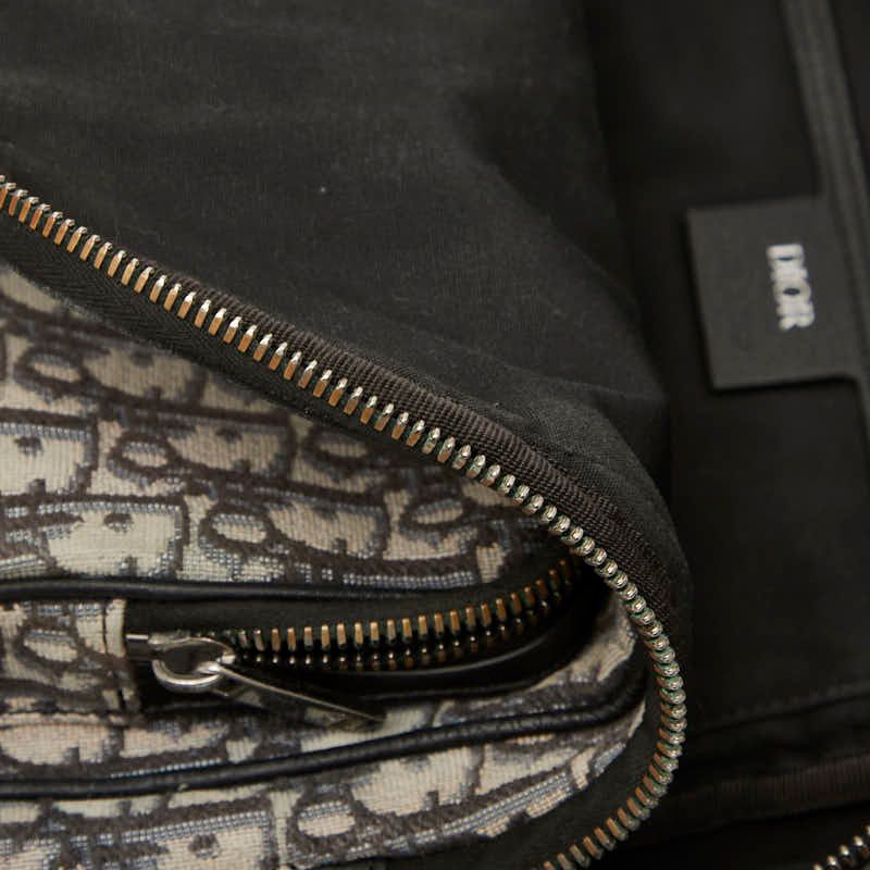 Dior Oblique Trotter Crossbody Body Bag Shoulder Bag Beige Black Canvas Leather