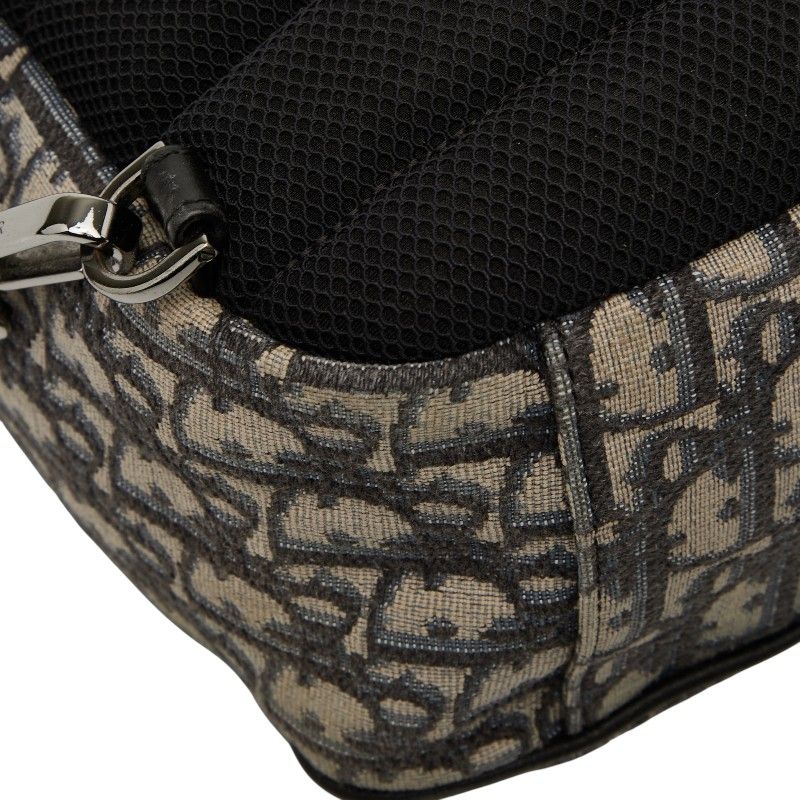 Dior Oblique Trotter Crossbody Body Bag Shoulder Bag Beige Black Canvas Leather