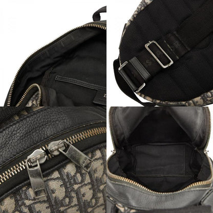 Dior Oblique Trotter Crossbody Body Bag Shoulder Bag Beige Black Canvas Leather