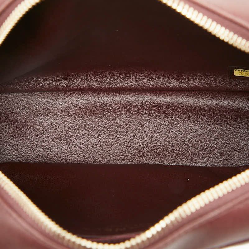 Chanel Matelasse Coco Mark Chain Shoulder Bag Pochette Bordeaux Wine Red Gold