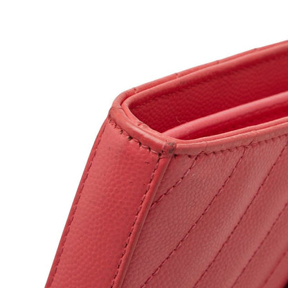 Saint Laurent YSL Logo Embellished Chain Wallet Shoulder Bag Pink Leather Women