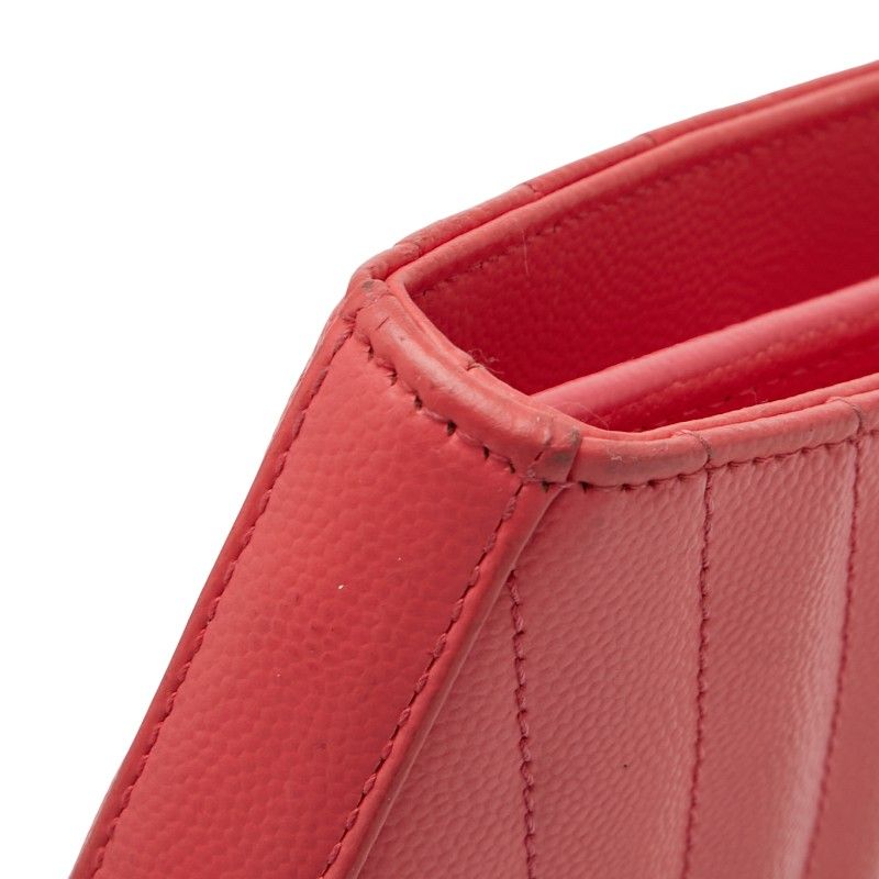 Saint Laurent YSL Logo Embellished Chain Wallet Shoulder Bag Pink Leather Women