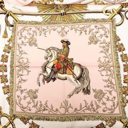 Hermes Carre 90 Lvdovicvs Magnvs Louis XIV Astride A White Horse Pink Multicolor
