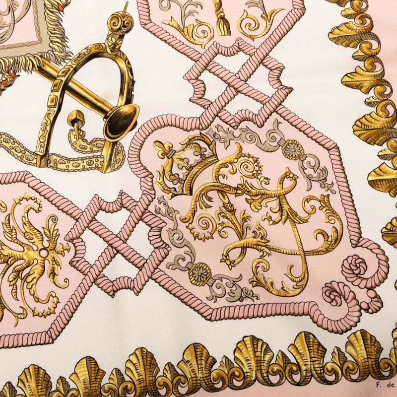 Hermes Carre 90 Lvdovicvs Magnvs Louis XIV Astride A White Horse Pink Multicolor