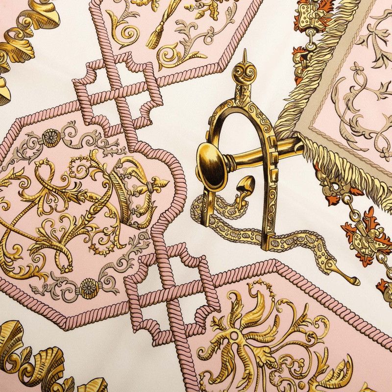 Hermes Carre 90 Lvdovicvs Magnvs Louis XIV Astride A White Horse Pink Multicolor