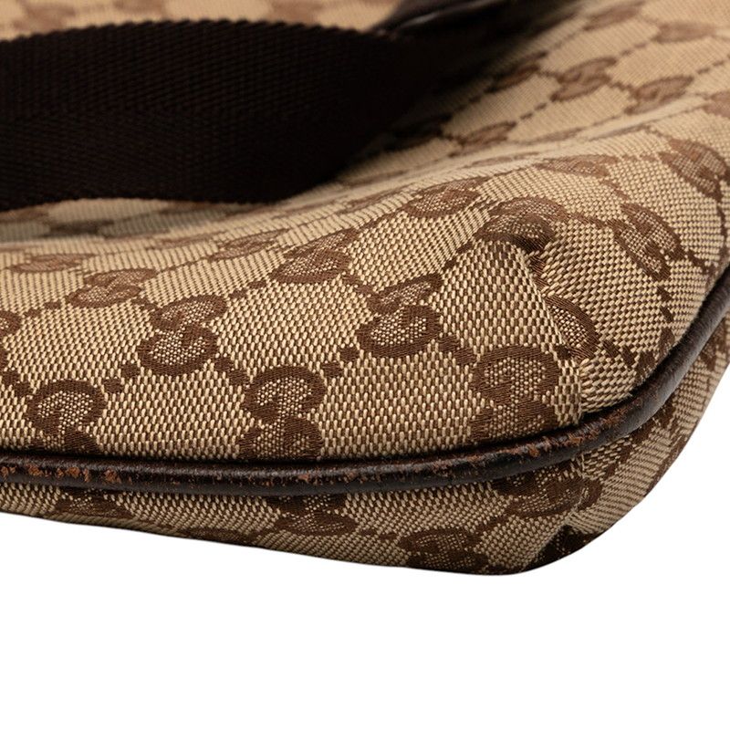 Gucci GG Campus Crossbody Shoulder Bag 122791 Beige Brown Canvas Leather Ladies