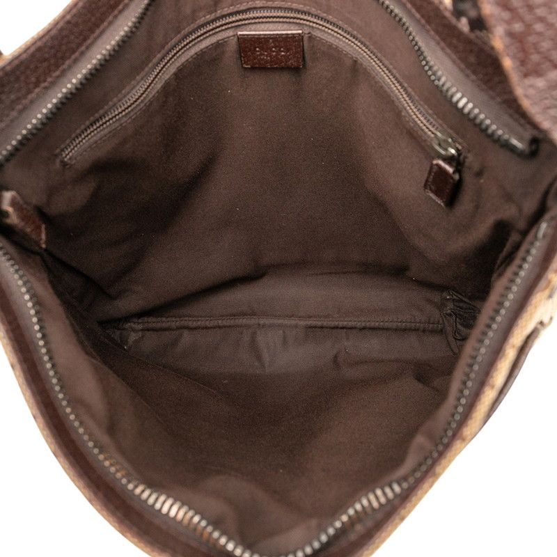 Gucci GG Campus Crossbody Shoulder Bag 122791 Beige Brown Canvas Leather Ladies
