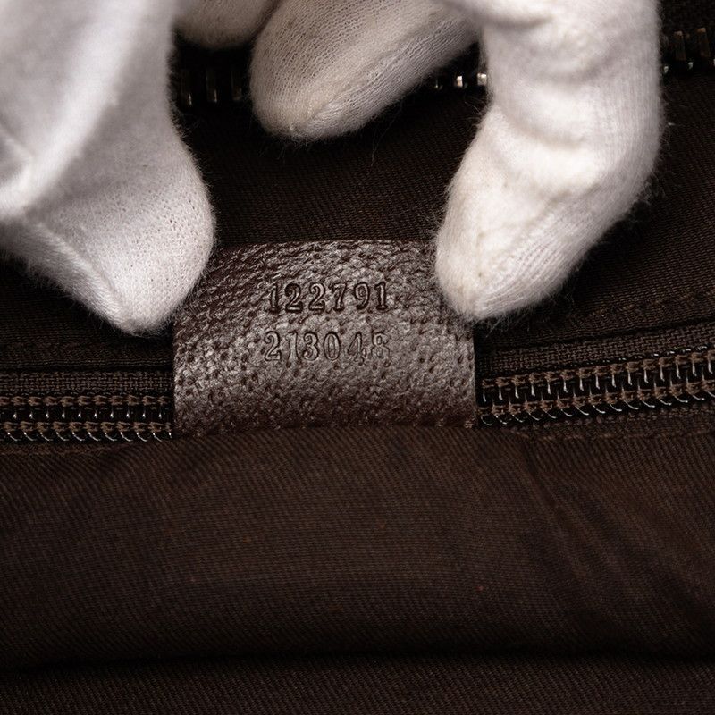 Gucci GG Campus Crossbody Shoulder Bag 122791 Beige Brown Canvas Leather Ladies