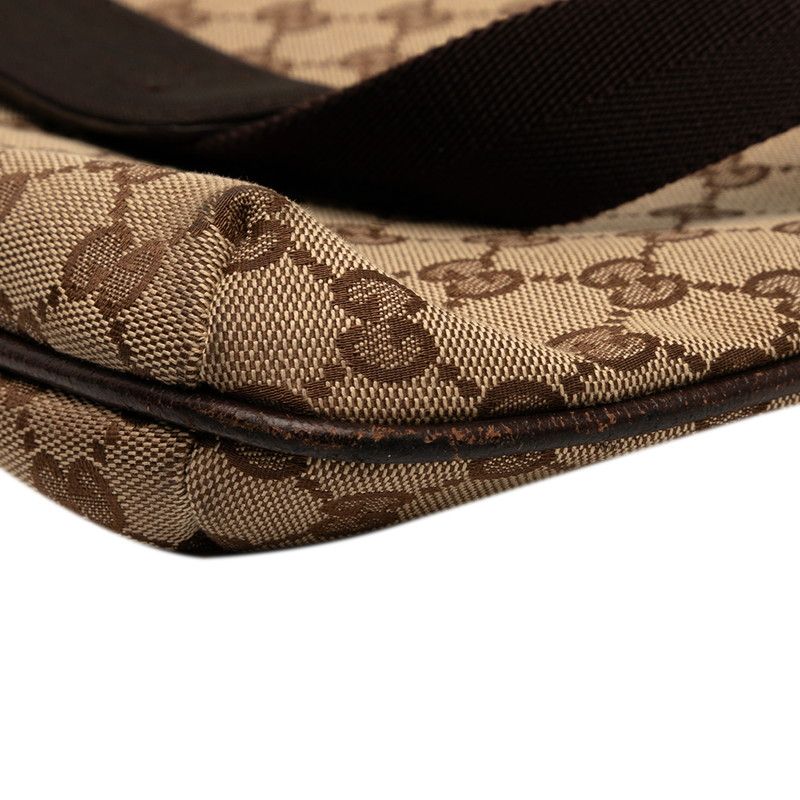 Gucci GG Campus Crossbody Shoulder Bag 122791 Beige Brown Canvas Leather Ladies