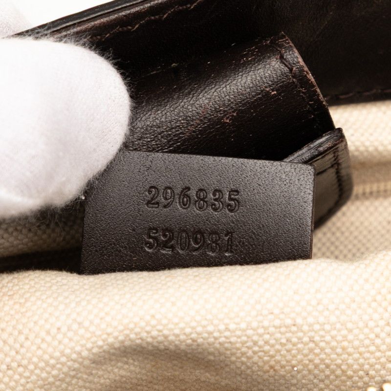 Gucci GG Canvas Sookie Tote Shoulder Bag 296835 Beige Brown Canvas Leather