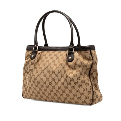 Gucci GG Canvas Sookie Tote Shoulder Bag 296835 Beige Brown Canvas Leather