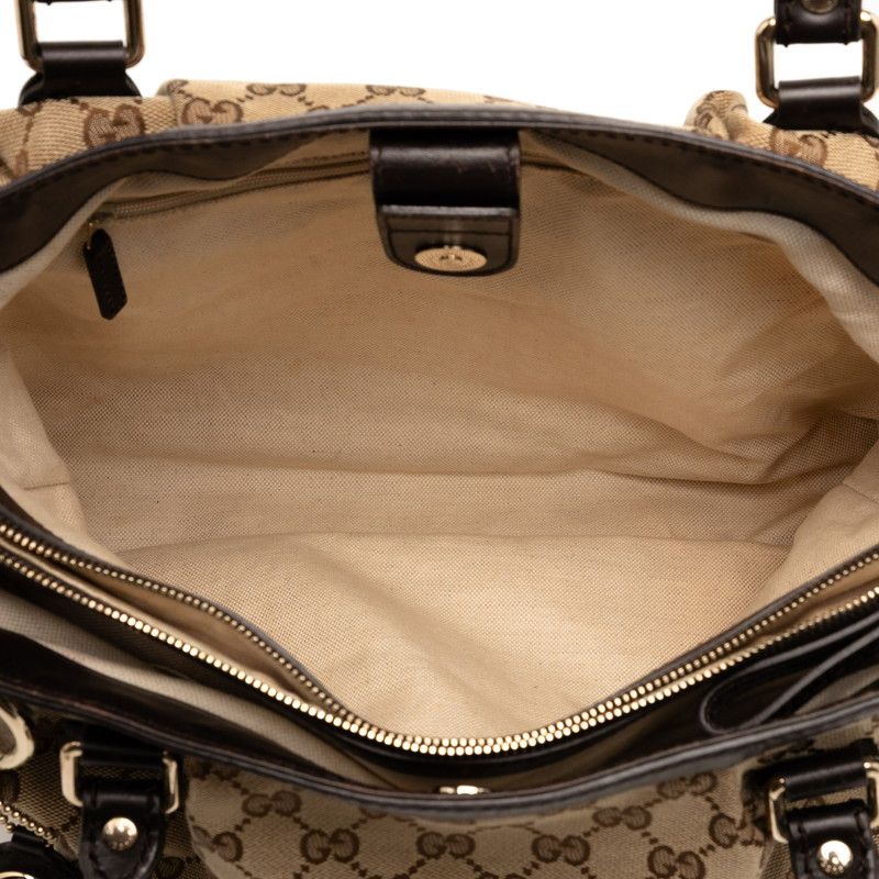 Gucci GG Canvas Sookie Tote Shoulder Bag 296835 Beige Brown Canvas Leather
