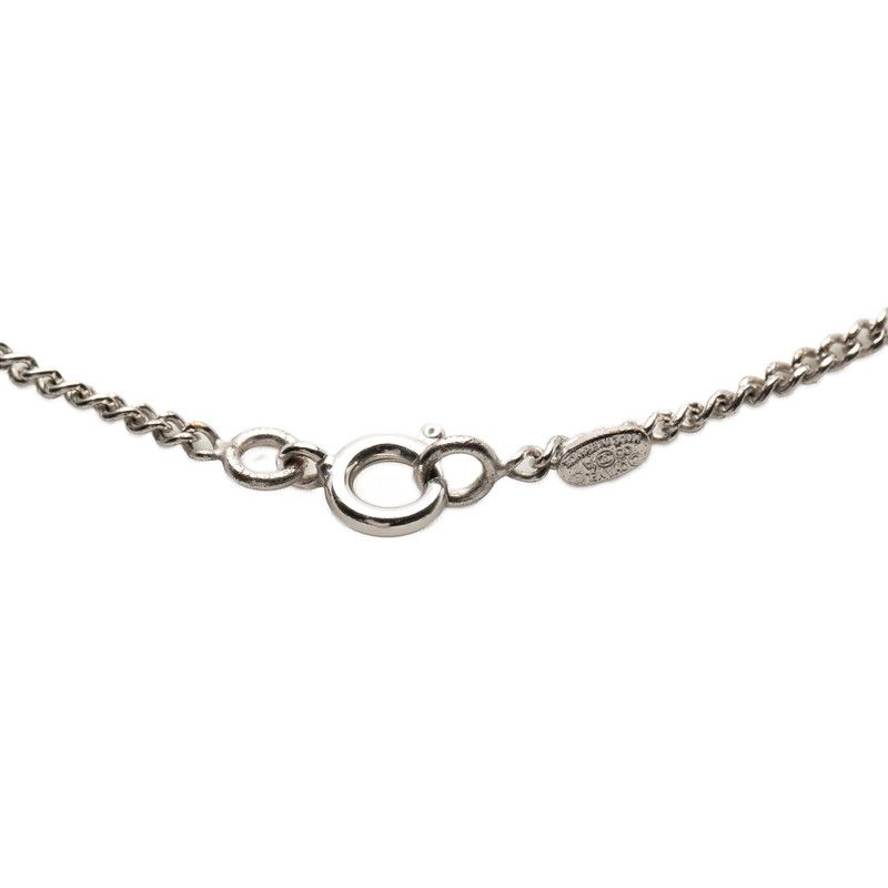 Chanel Coco Mark Pendant Necklace Silver White Ivory Metal Ladies Chanel