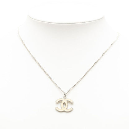 Chanel Coco Mark Pendant Necklace Silver White Ivory Metal Ladies Chanel