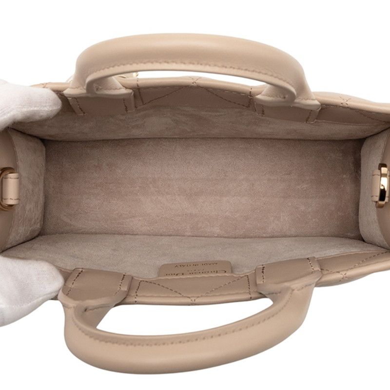 Dior Macrocanage Book Tote Mini Shoulder Bag Tote Bag 2WAY Beige Leather