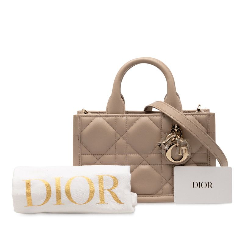 Dior Macrocanage Book Tote Mini Shoulder Bag Tote Bag 2WAY Beige Leather