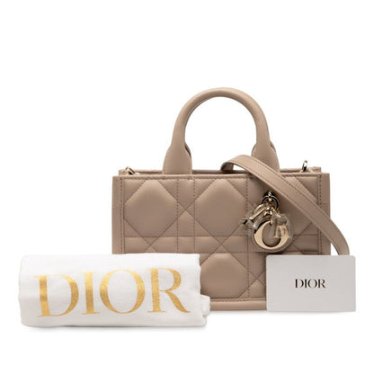 Dior Macrocanage Book Tote Mini Shoulder Bag Tote Bag 2WAY Beige Leather