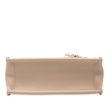 Dior Macrocanage Book Tote Mini Shoulder Bag Tote Bag 2WAY Beige Leather