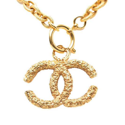 Chanel Vintage Coco Mark Yogan Chain Necklace Gold Plated Ladies Chanel