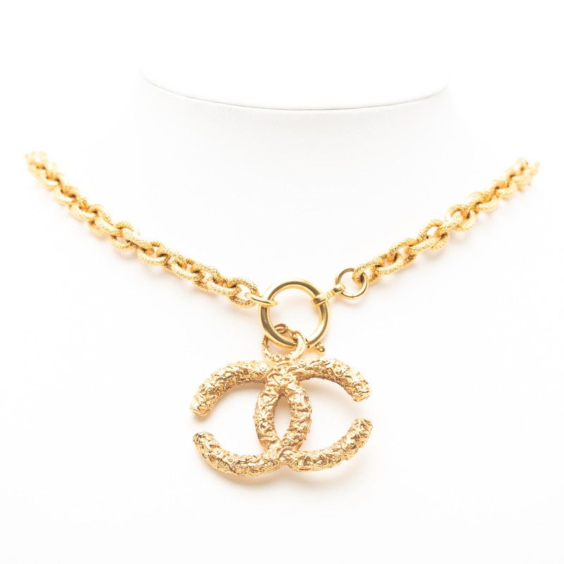 Chanel Vintage Coco Mark Yogan Chain Necklace Gold Plated Ladies Chanel
