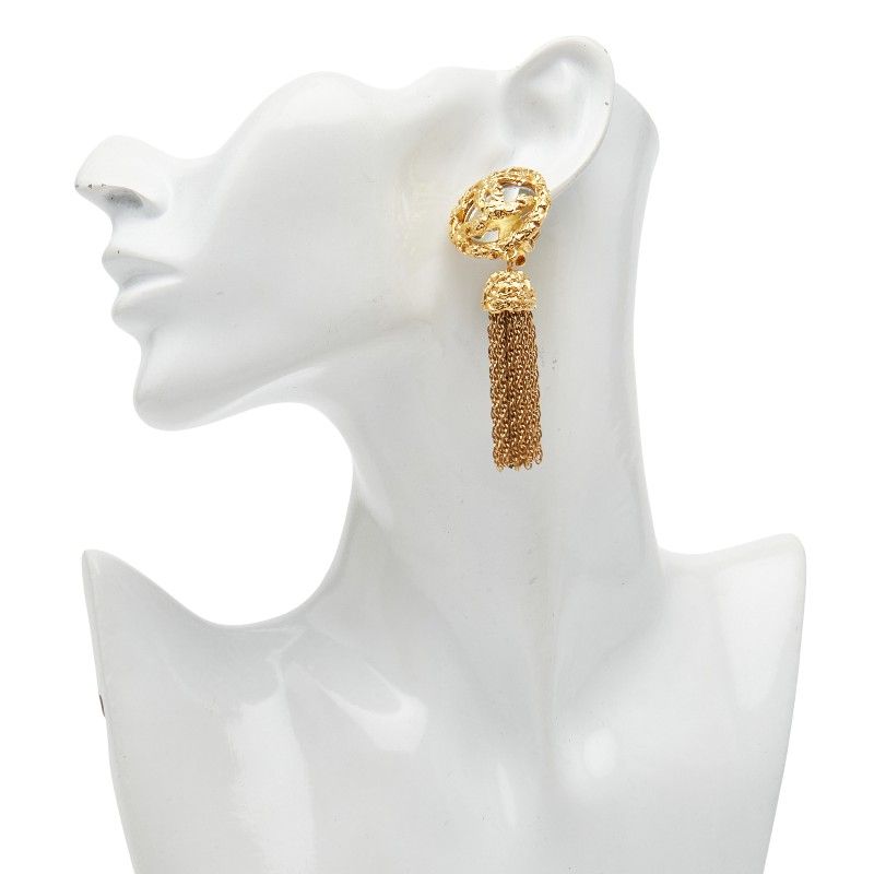 Chanel Vintage Coco Mark Yogan Tassel Gold Plated Women's Chanel