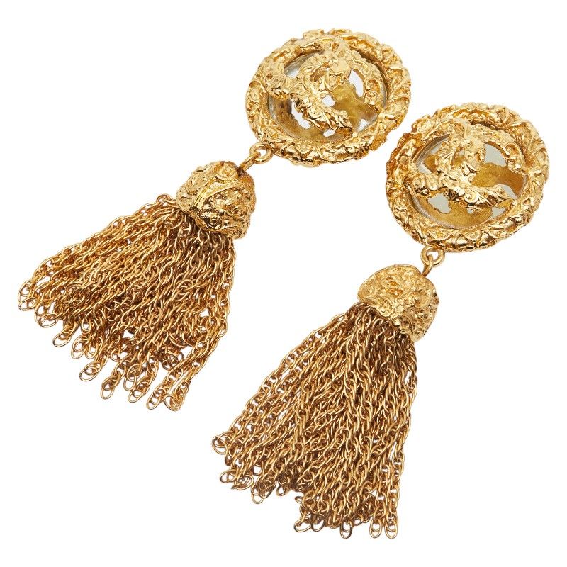 Chanel Vintage Coco Mark Yogan Tassel Gold Plated Women's Chanel