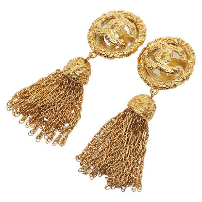 Chanel Vintage Coco Mark Yogan Tassel Gold Plated Women's Chanel