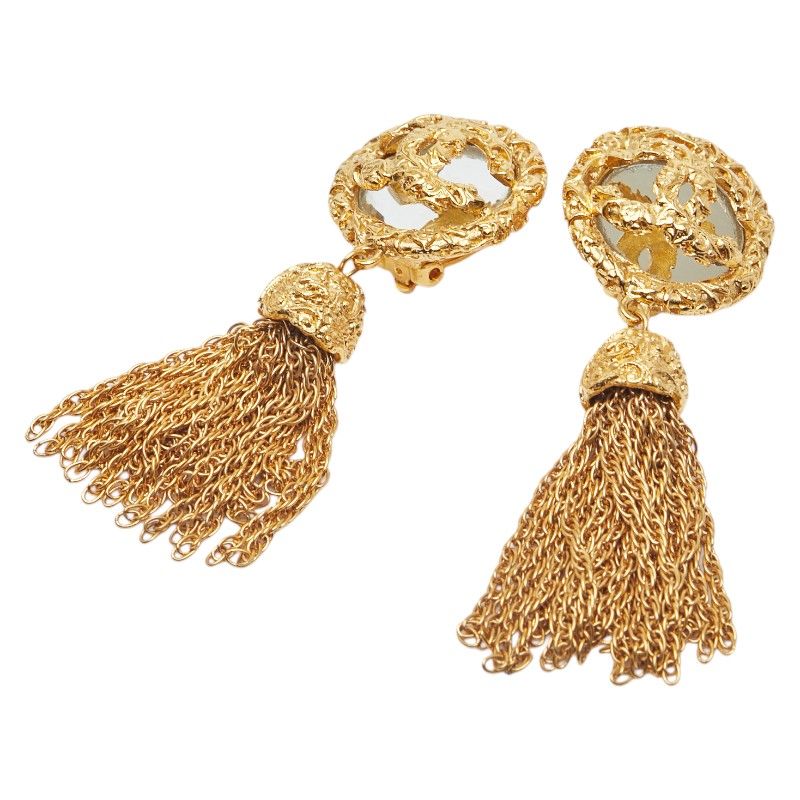 Chanel Vintage Coco Mark Yogan Tassel Gold Plated Women's Chanel