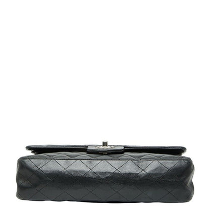 Chanel Matelasse 25 Coco Mark W Flap Chain Shoulder Bag Black Silver Hardware